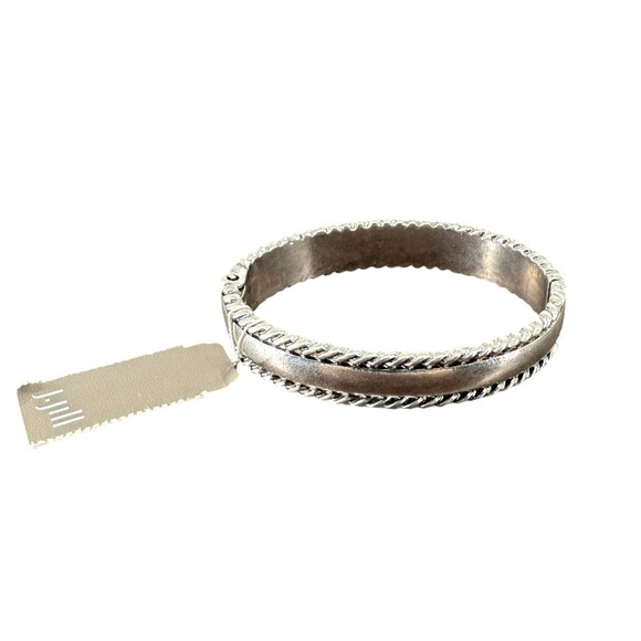J. Jill Hinged Bracelet Bangle Silver Tone Braided Rope Magnetic Classic Polish - Picture 3 of 15
